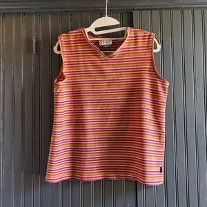 NY & Co. Y2K/90s Striped V-Neck Knit Tank Top Medium